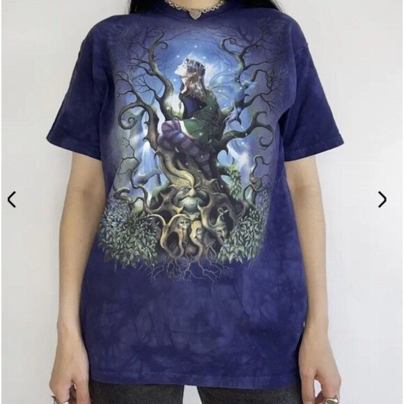 VTG The Mountain Fairy Tie Dye T-shirt Unisex Sz 2XL Dark Fantasy Elves Y2k USA - Picture 1 of 10